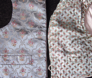 Gammel silkevest (t.h.) og nysydd vest i viscose